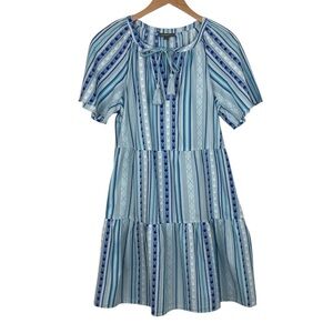 Style & Co Blue Stripe Tiered Dress, Size Medium